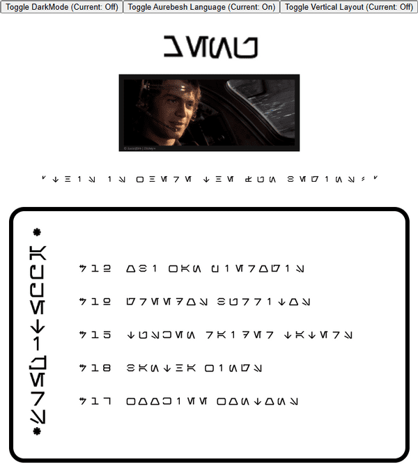 Menu Aurebesh